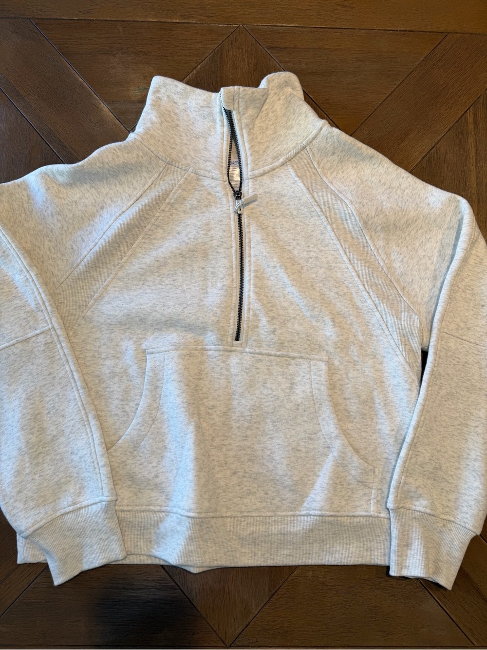 Jockey Women's L White/Gray Heather Long Sleeve Half Zip Pullover Sweatshirt NWO